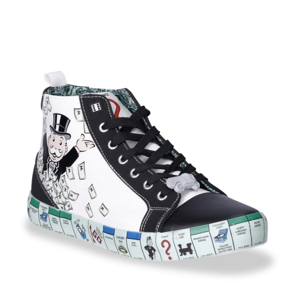 Monopoly Men's size 12 Black and White High-Top Sneakers